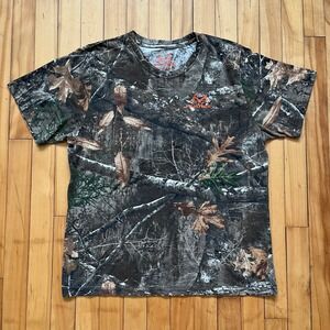 Realtree Edge Camo T-Shirt Mens Large Brown Woodland Hunting Tee M2PTREB